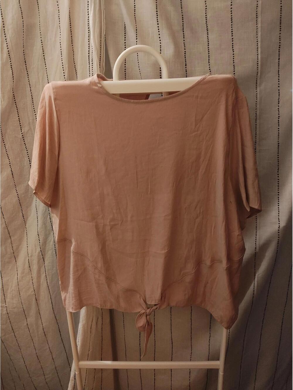 Target - Women's Lightweight Blouse - Beige - Size L - Tie Front - Back Button